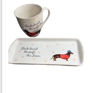 Milly Green British Design ‘Dachshund Through The Snow’ Tray and Matching Mug